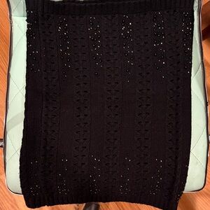 Ralph Lauren Black Knit Tube Scarf with Sequins